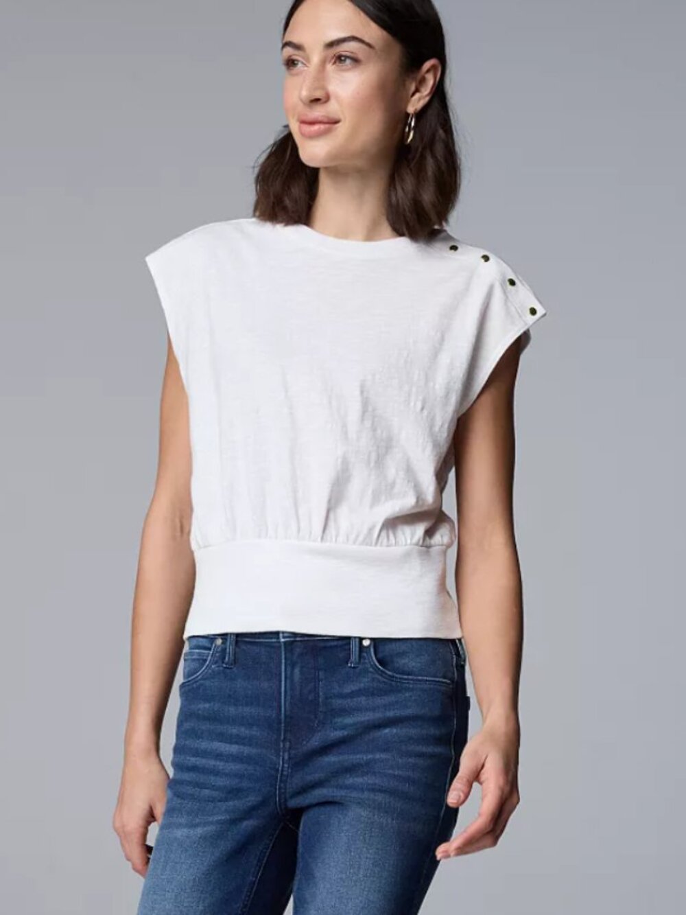 Nation Los Angeles Women's Simply Bottom Snap Relaxed Fit Muscle Tee Size Medium